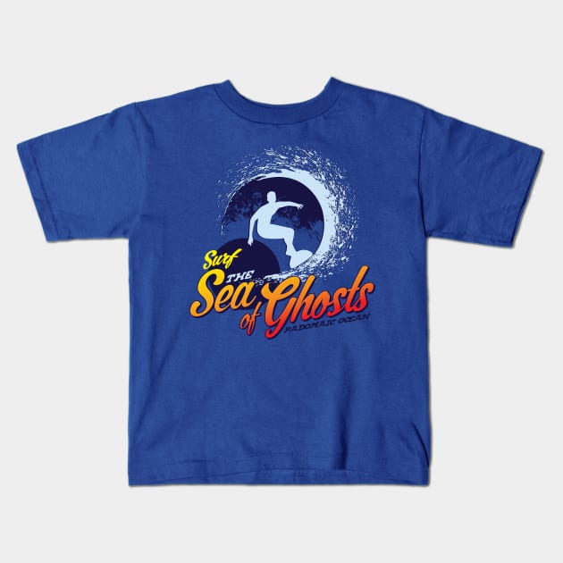 Surf The Sea of Ghosts Kids T-Shirt by MindsparkCreative